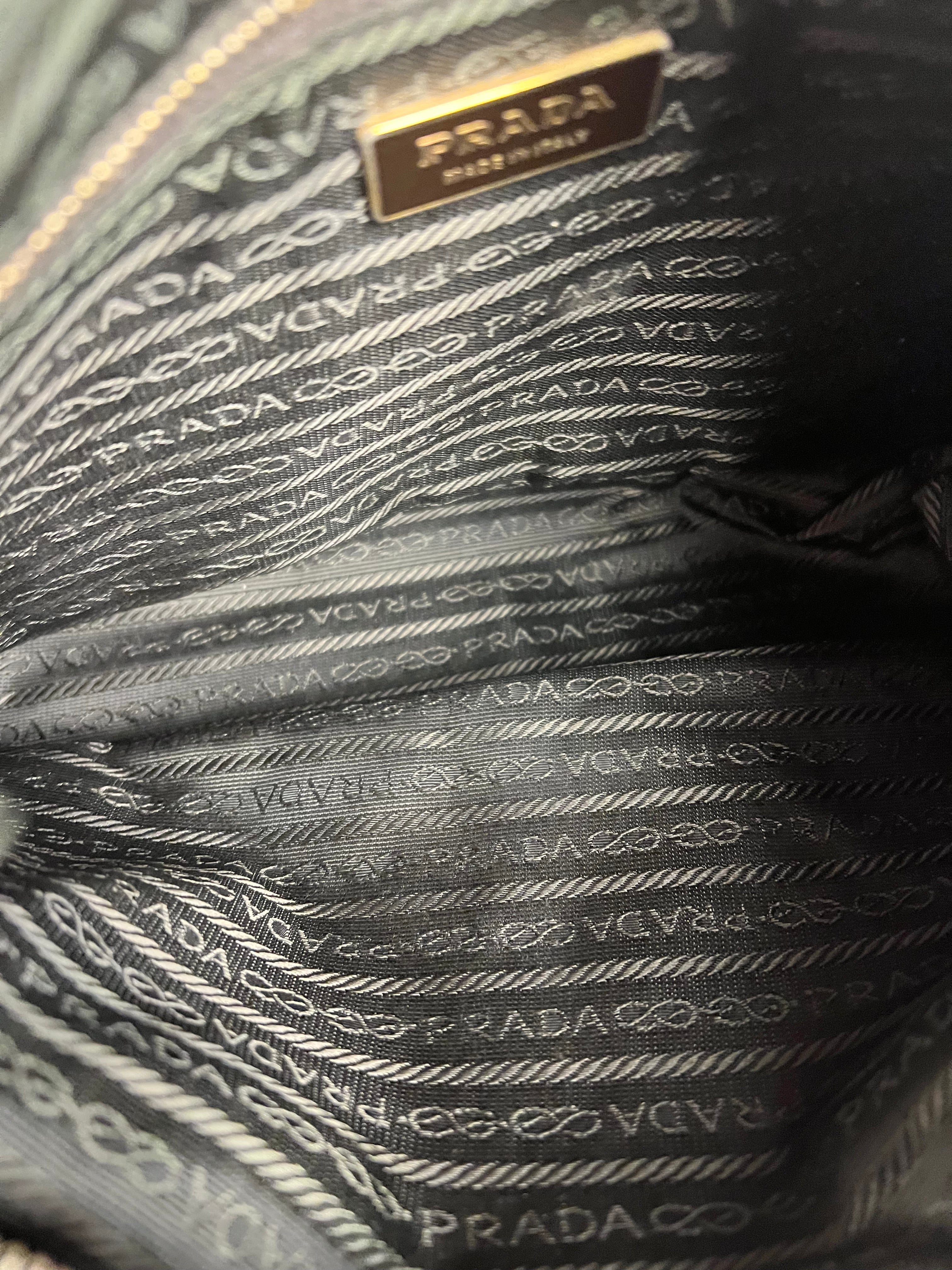 Prada Shoulder Bag Green Canvas Strap