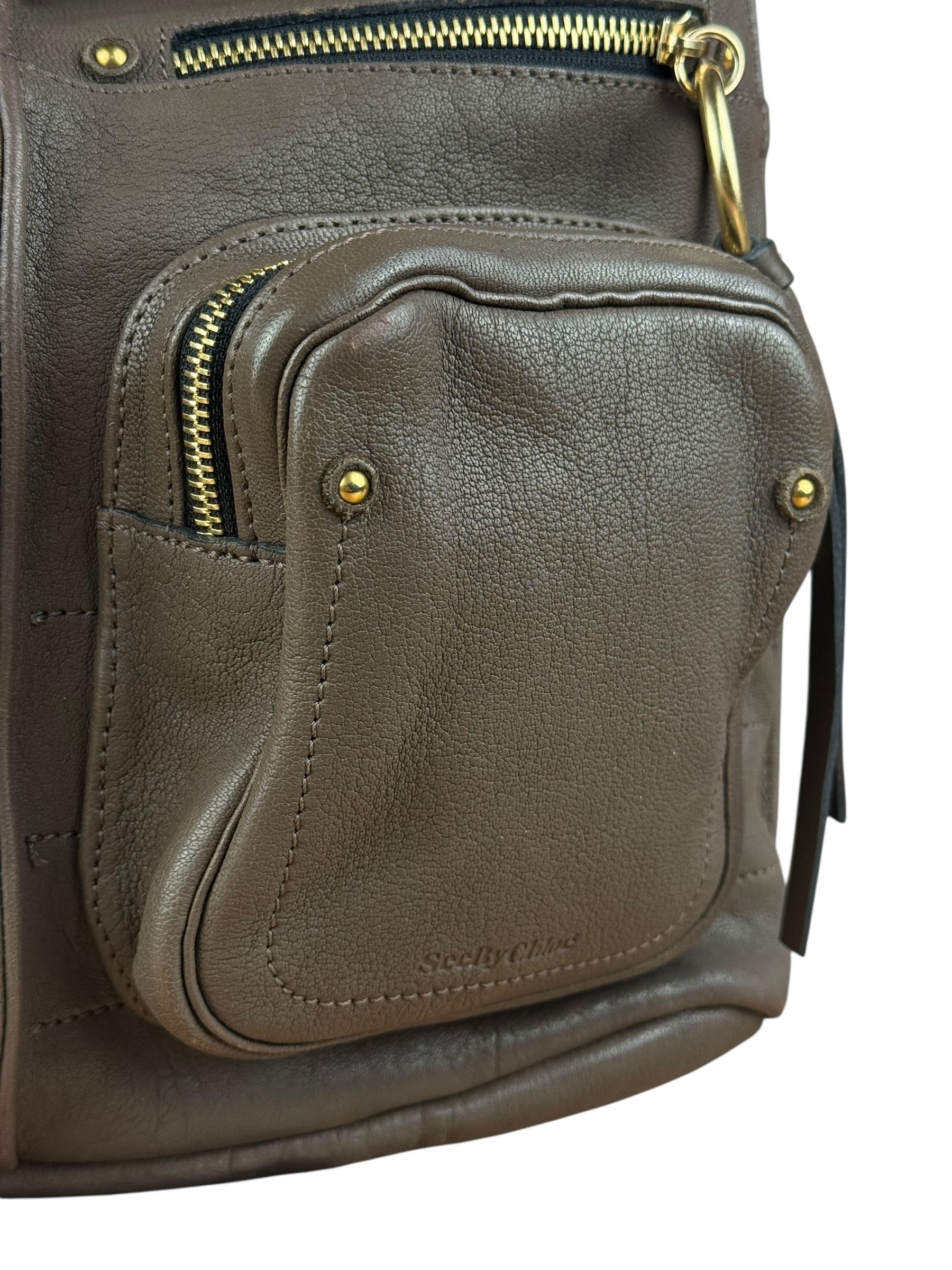 Chloé See by Chloé Brown Leather Pocket Shoulder Bag