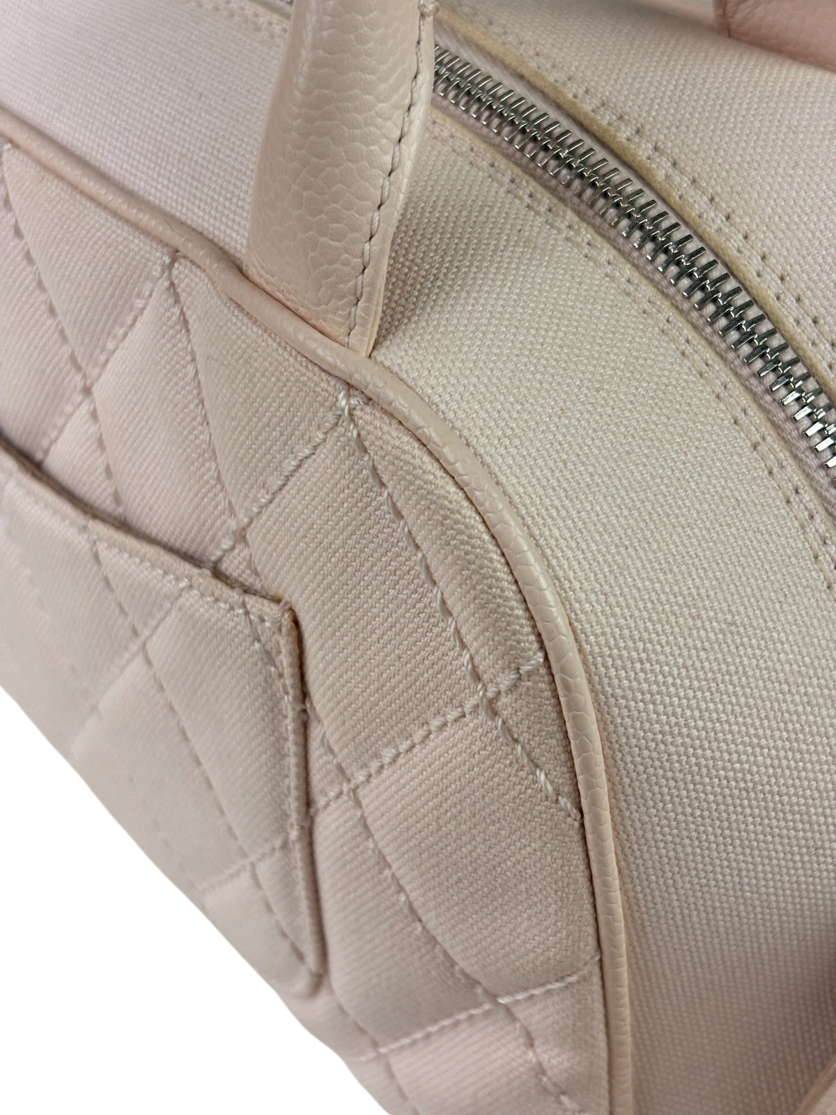 Chanel Pink Leather Trim Quilted Timeless Bowling Handbag 2004