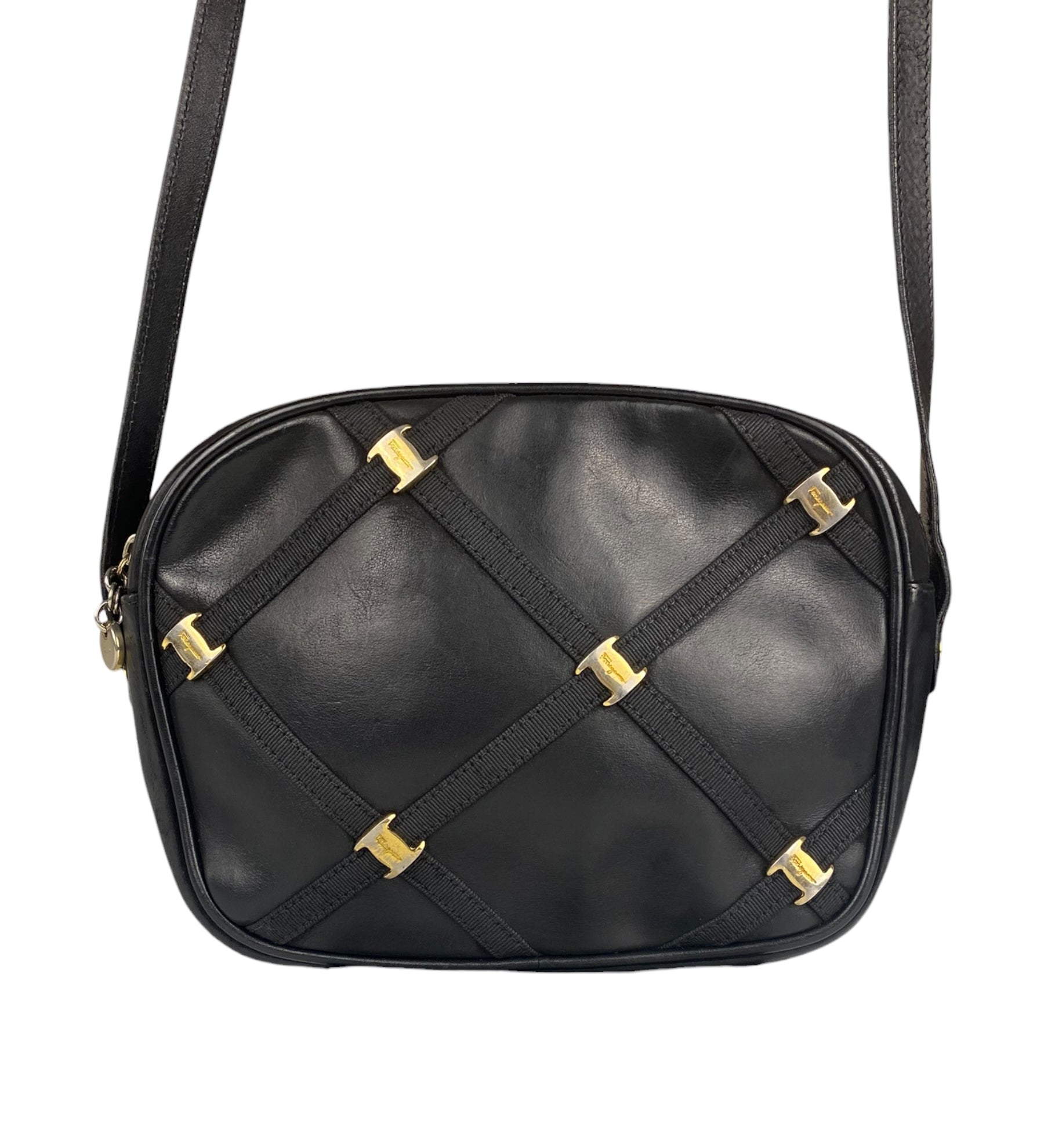 Ferragamo Black Leather Crossbody Bag