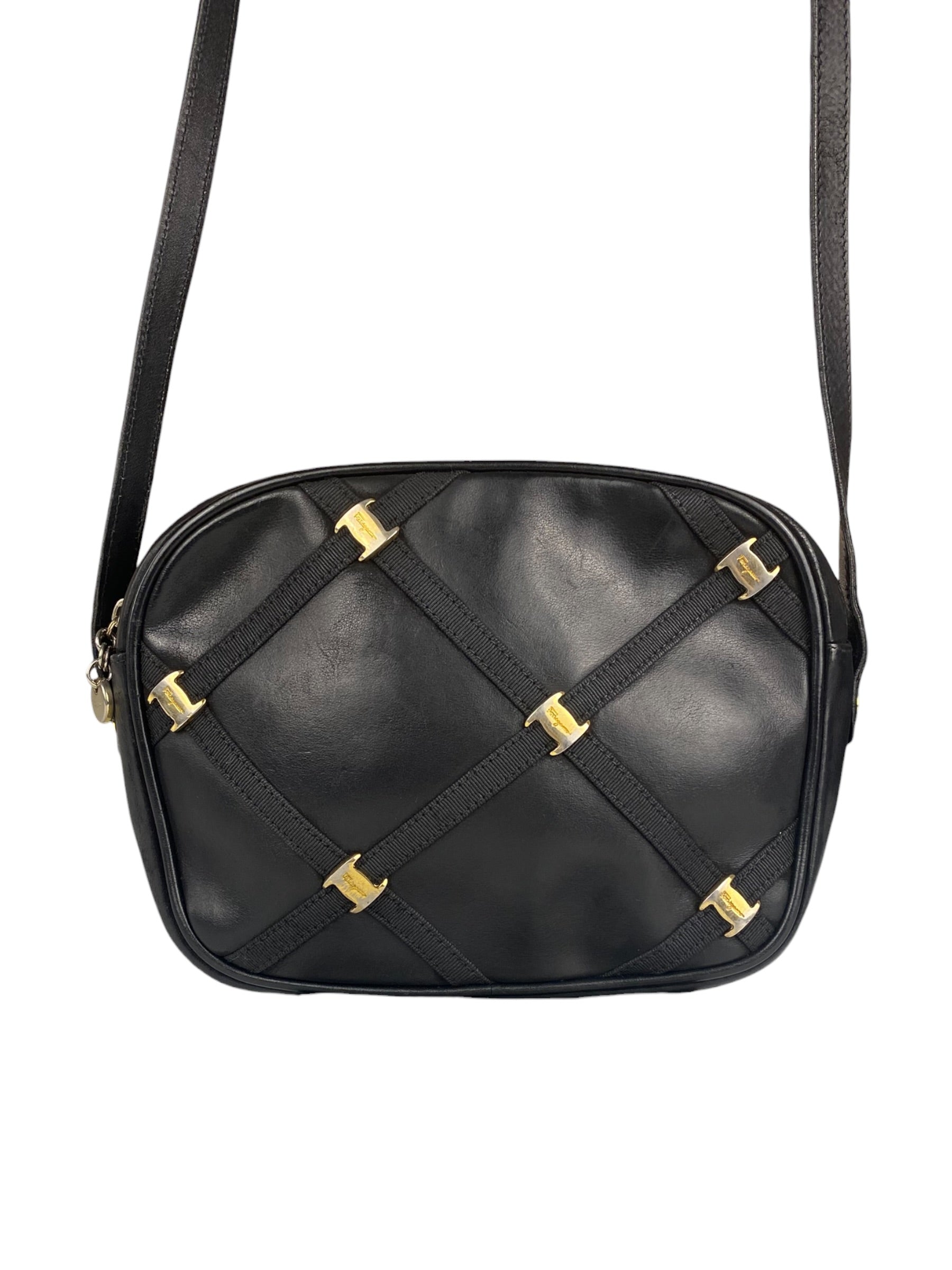 Ferragamo Black Leather Crossbody Bag