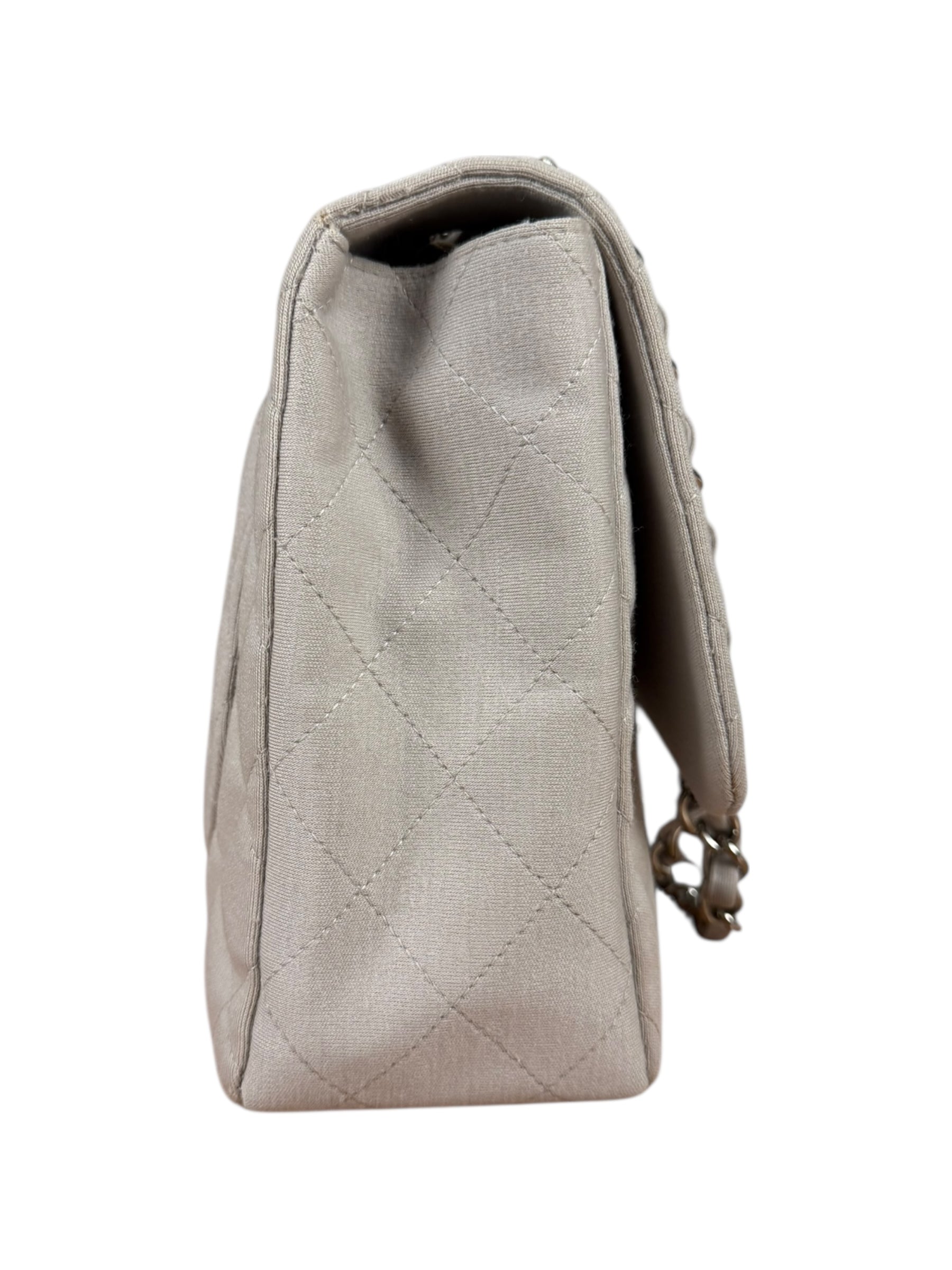 Chanel Grey Cotton M Classic Flap