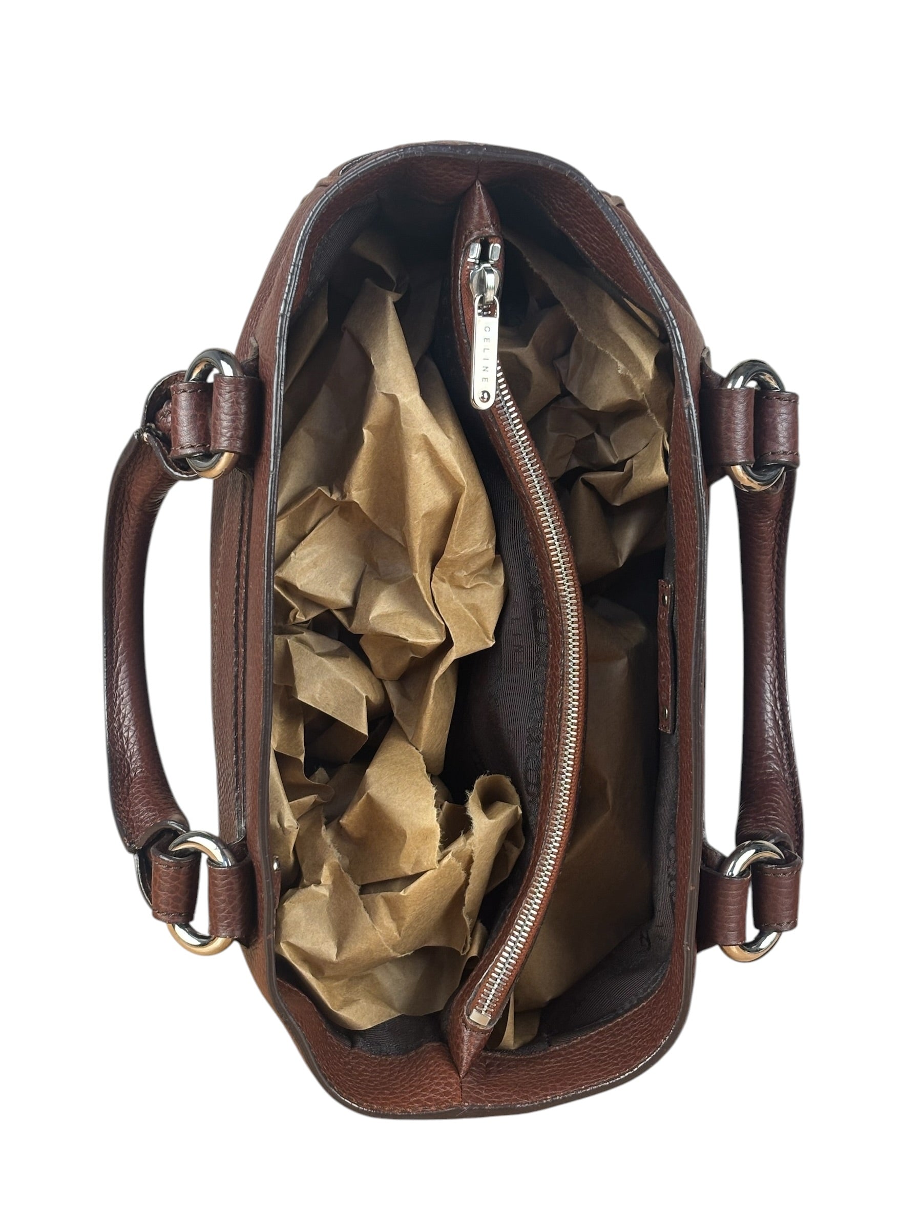 Celine Brown Pebbled Leather Boogie Handbag