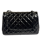 Chanel Black Quilted Patent Leather Double Flap Bag 2011
