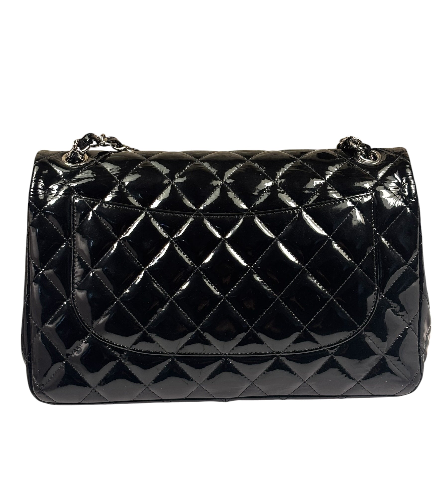 Chanel Black Quilted Patent Leather Double Flap Bag 2011