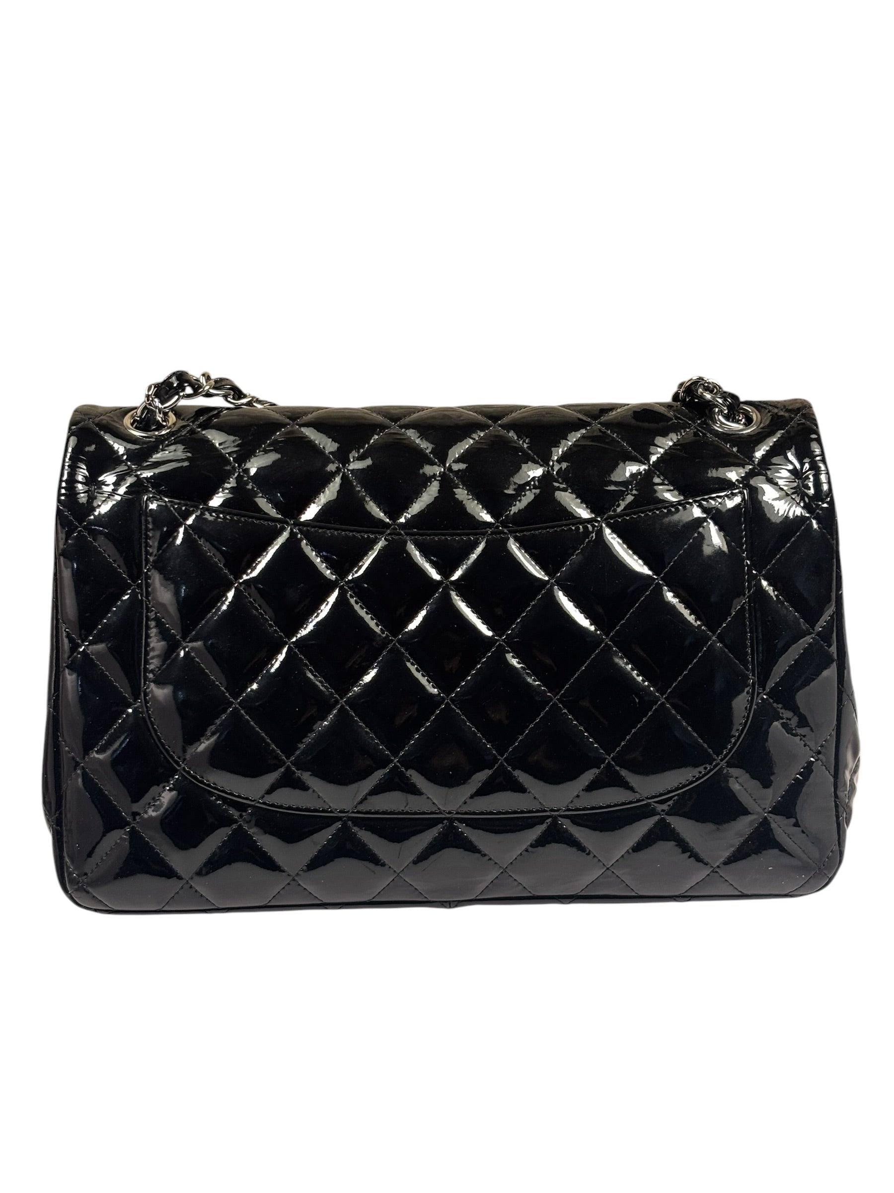 Chanel Black Quilted Patent Leather Double Flap Bag 2011