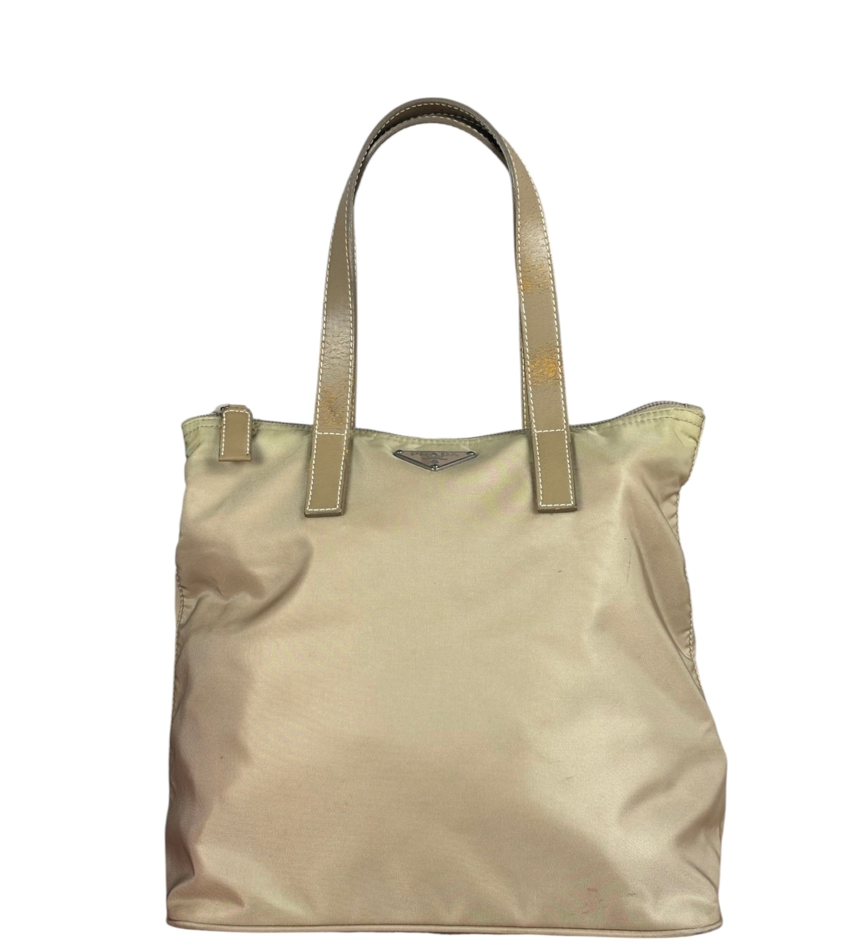 Prada Vintage Beige Nylon Top Handle Bag