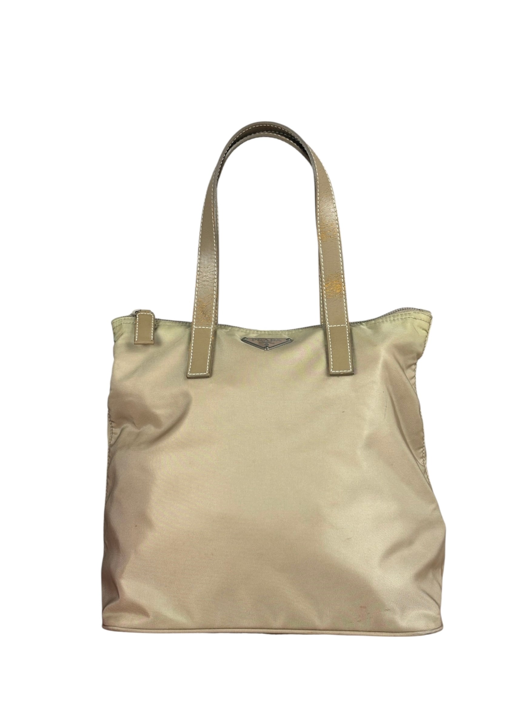 Prada Vintage Beige Nylon Top Handle Bag