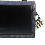 Alexander McQueen Denim Jeweled Knuckle Shoulder Bag