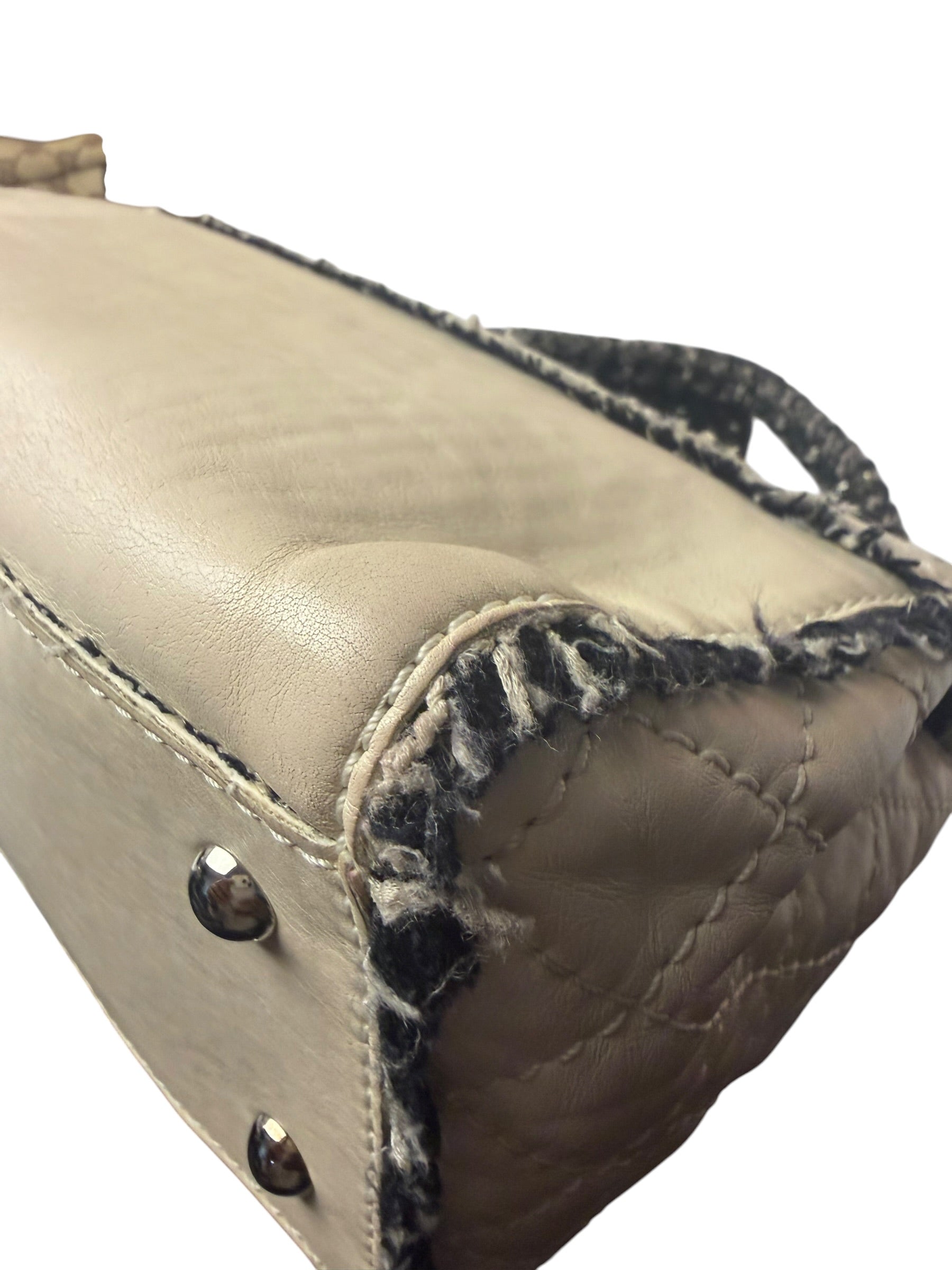 Chanel Cream Lambskin Funny Tweed Flap Bag 2009
