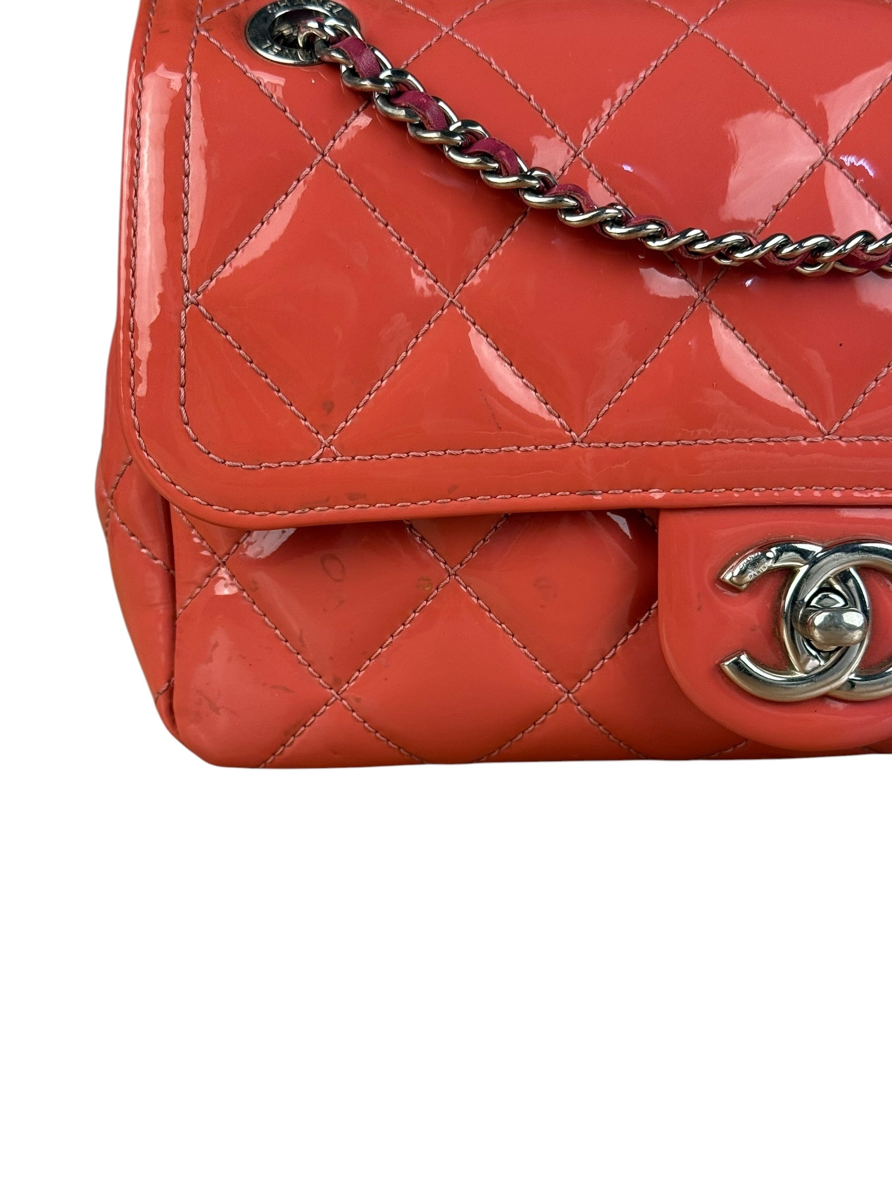 Chanel Pink Patent Quilted Small Coco Shine Flap Bag 2014