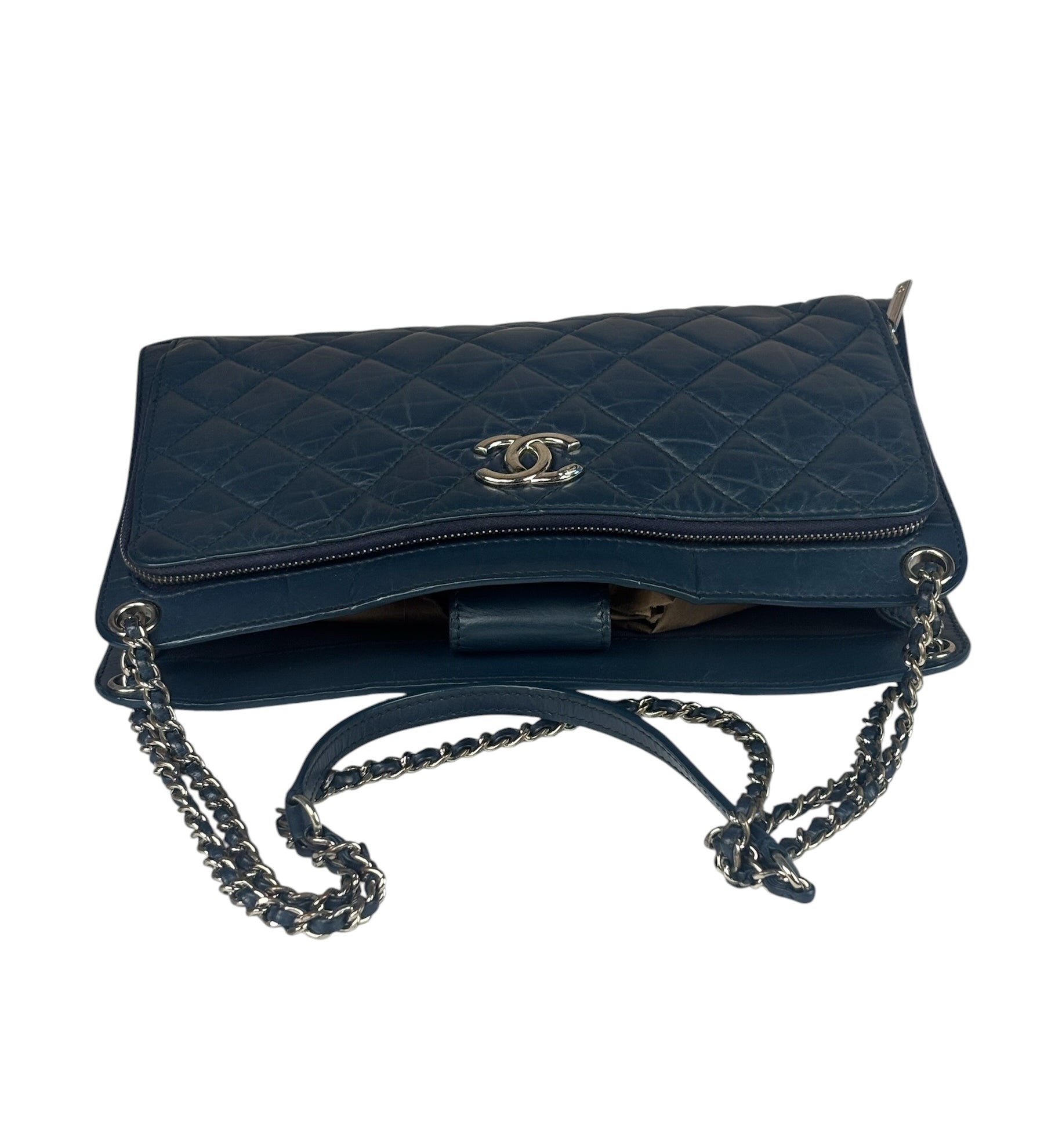 Chanel Blue Quilted Leather CC Chain Shoulder Bag 2018