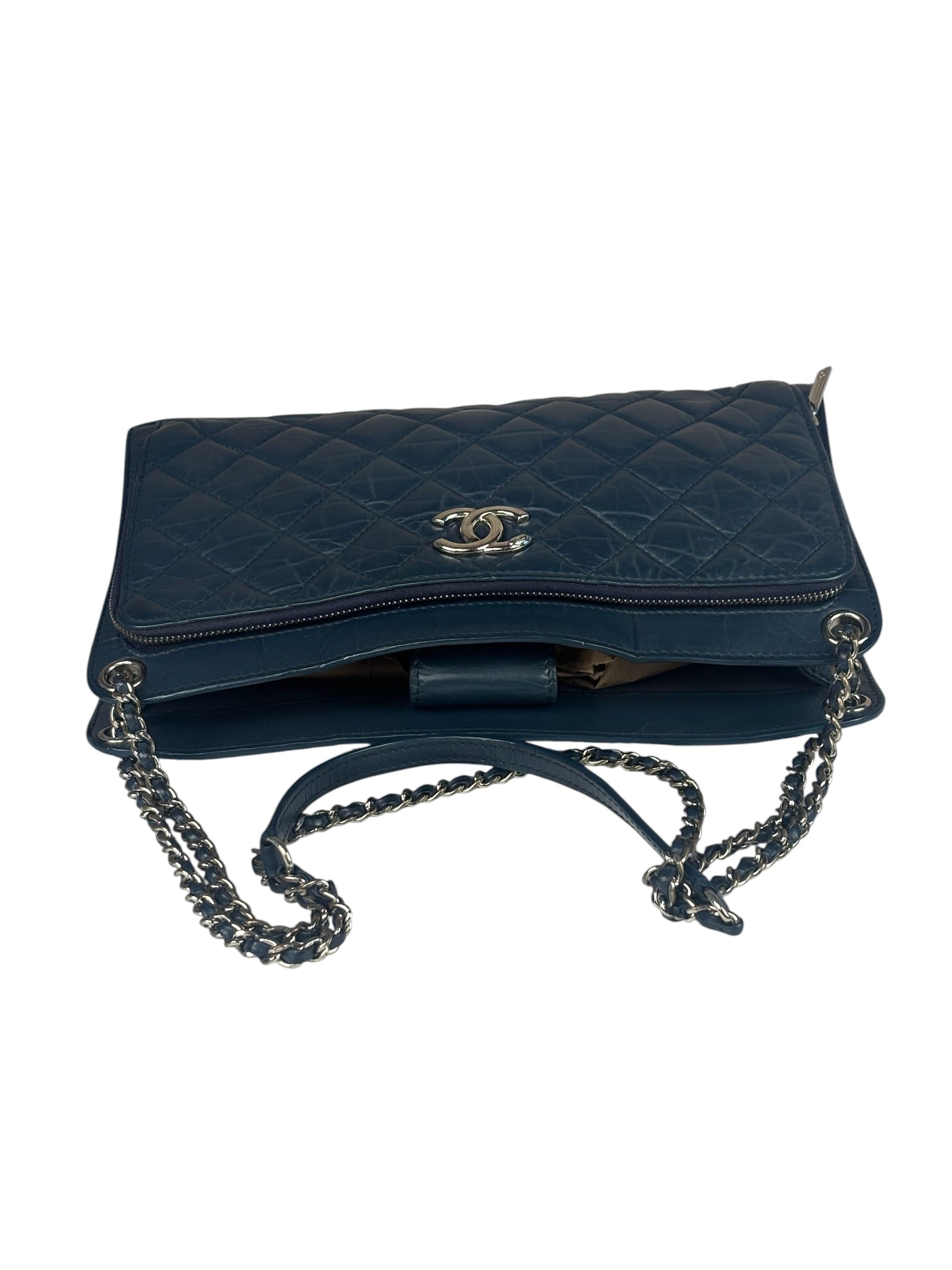Chanel Blue Quilted Leather CC Chain Shoulder Bag 2018