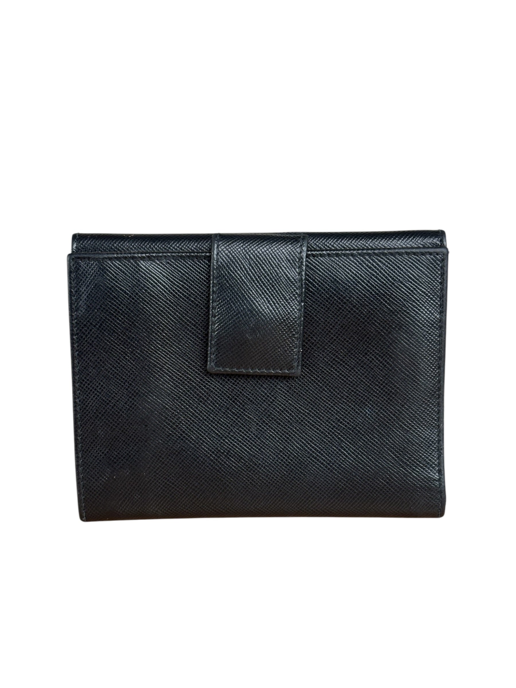 Prada Black Saffiano Leather Compact Wallet