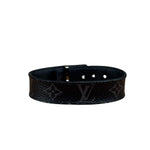 Louis Vuitton Black Leather Canvas Monogram Eclipse Slim Bracelet