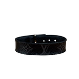 Louis Vuitton Black Leather Canvas Monogram Eclipse Slim Bracelet