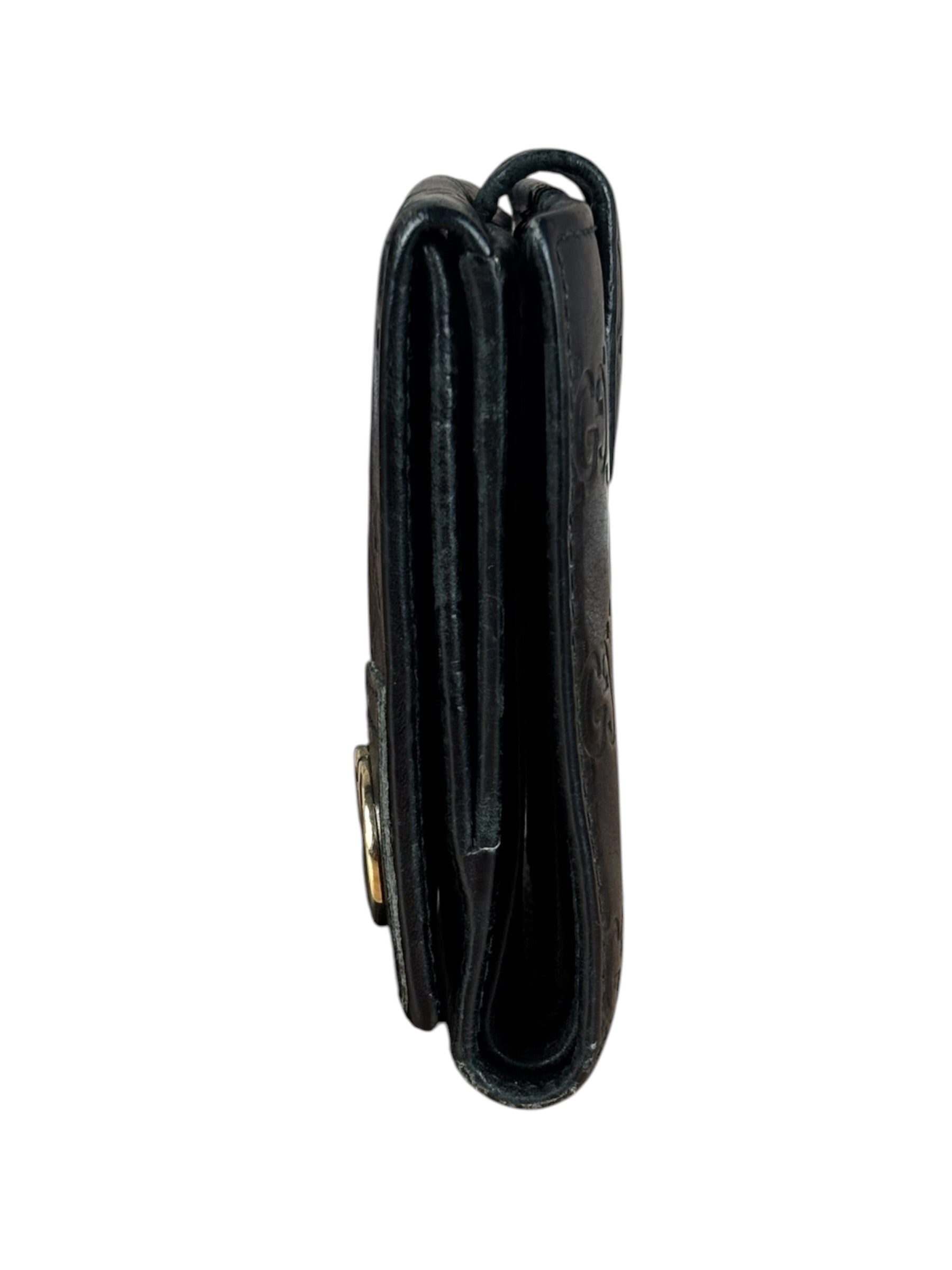 Gucci GG Vintage Black Guccissima Sukey French Flap Wallet