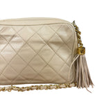 Chanel Beige Quilted Leather Chain Shoulder Bag