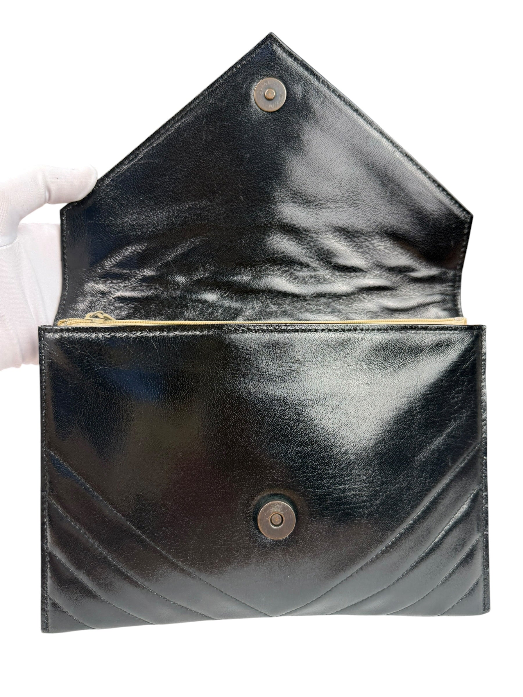 Yves Saint Laurent Black Quilted Leather Clutch
