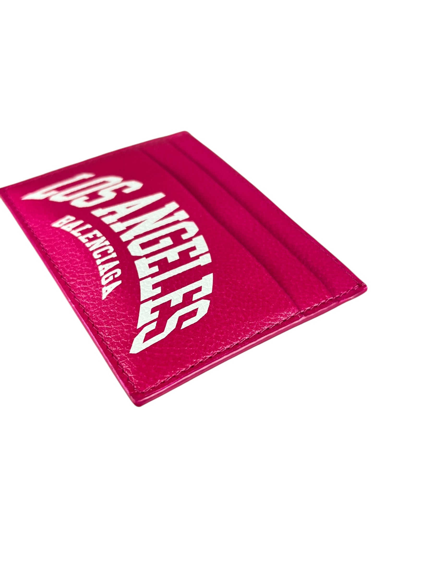 Balenciaga Leather Los Angeles Card Holder Fuchsia