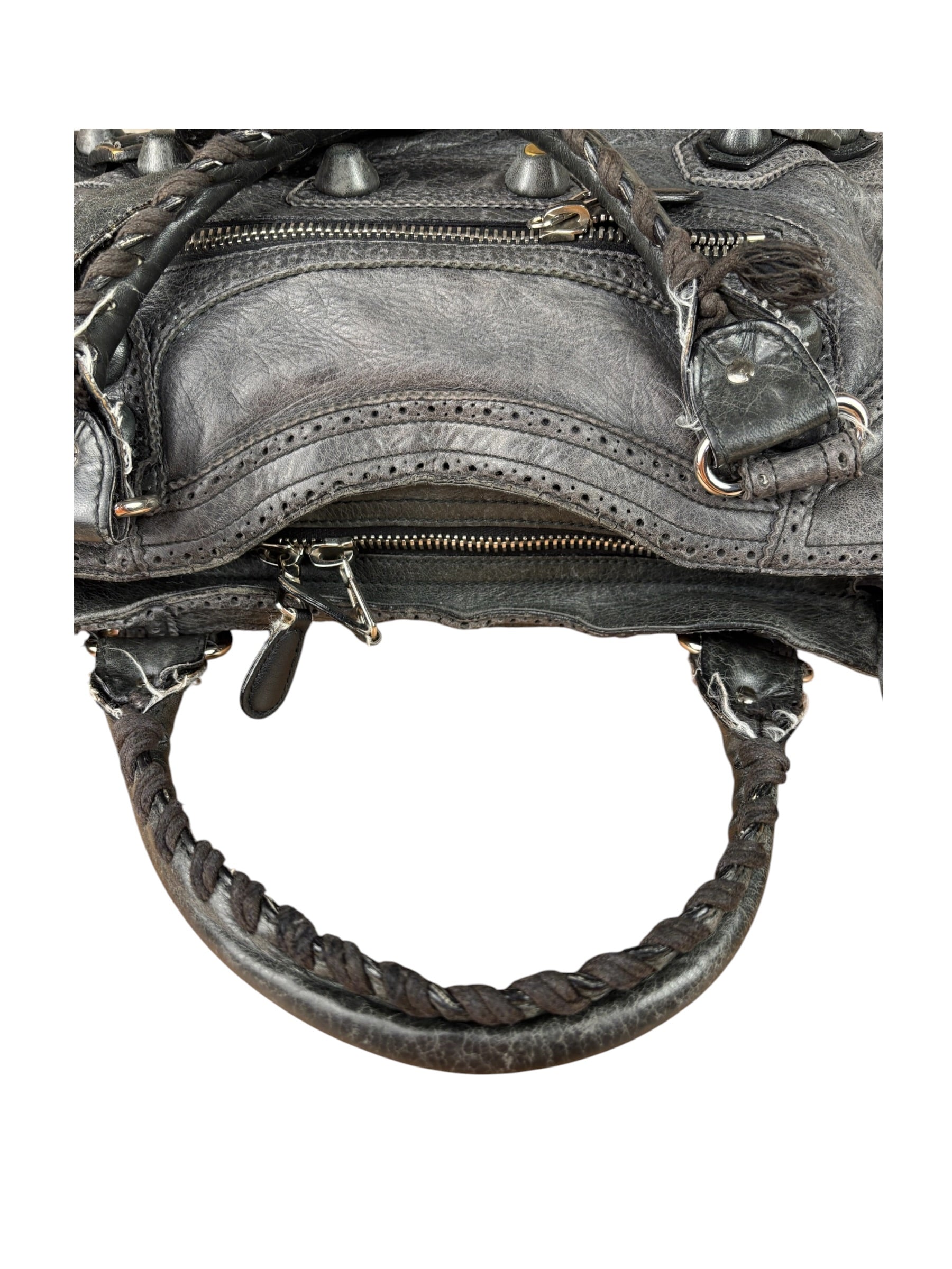 Balenciaga Dark Grey Covered Brogues City Bag