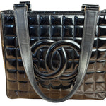 Chanel Glossy Black Patent Leather Chocolate Bar Tote Bag