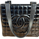 Chanel Glossy Black Patent Leather Chocolate Bar Tote Bag