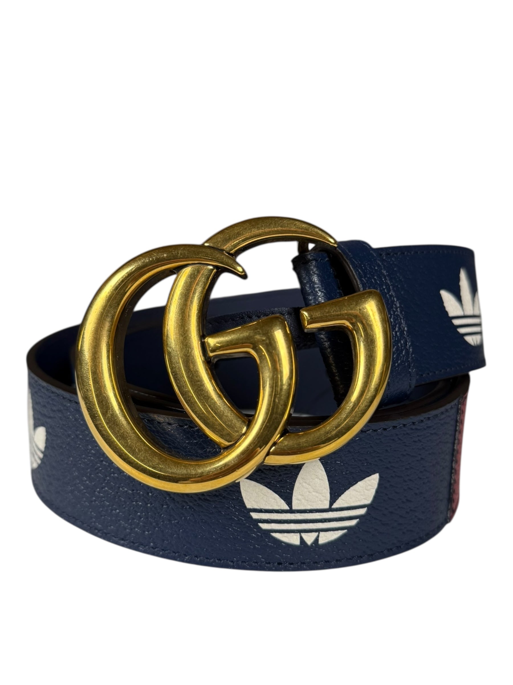 Gucci x Adidas Leather Belt Navy/Red