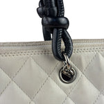Chanel White Calfskin Quilted Python-Embossed Ligne Cambon Flat Tote Bag 2004