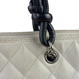 Chanel White Calfskin Quilted Python-Embossed Ligne Cambon Flat Tote Bag 2004