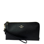 Coach Black Pebbled Leather Dual Zip Wristlet Wallet