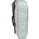 Fendi White Leather FF Flap Baguette