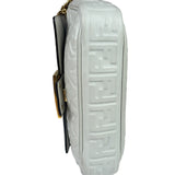 Fendi White Leather FF Flap Baguette