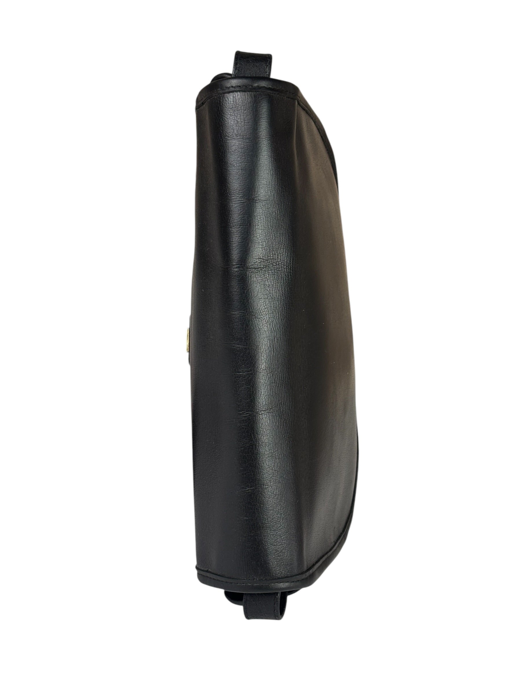 Christian Dior Vintage Black Leather Rounded Flap Bag