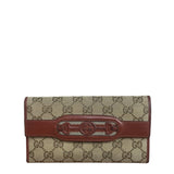 Gucci Vintage Burgundy Leather Trim GG Canvas Continental Wallet