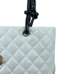 Chanel Vintage White Quilted CC Snake Cambon Ligne Tote 2004