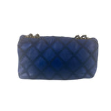 Chanel Blue Leather Diamond Stitch Iridescent Chain Flap Bag 2012