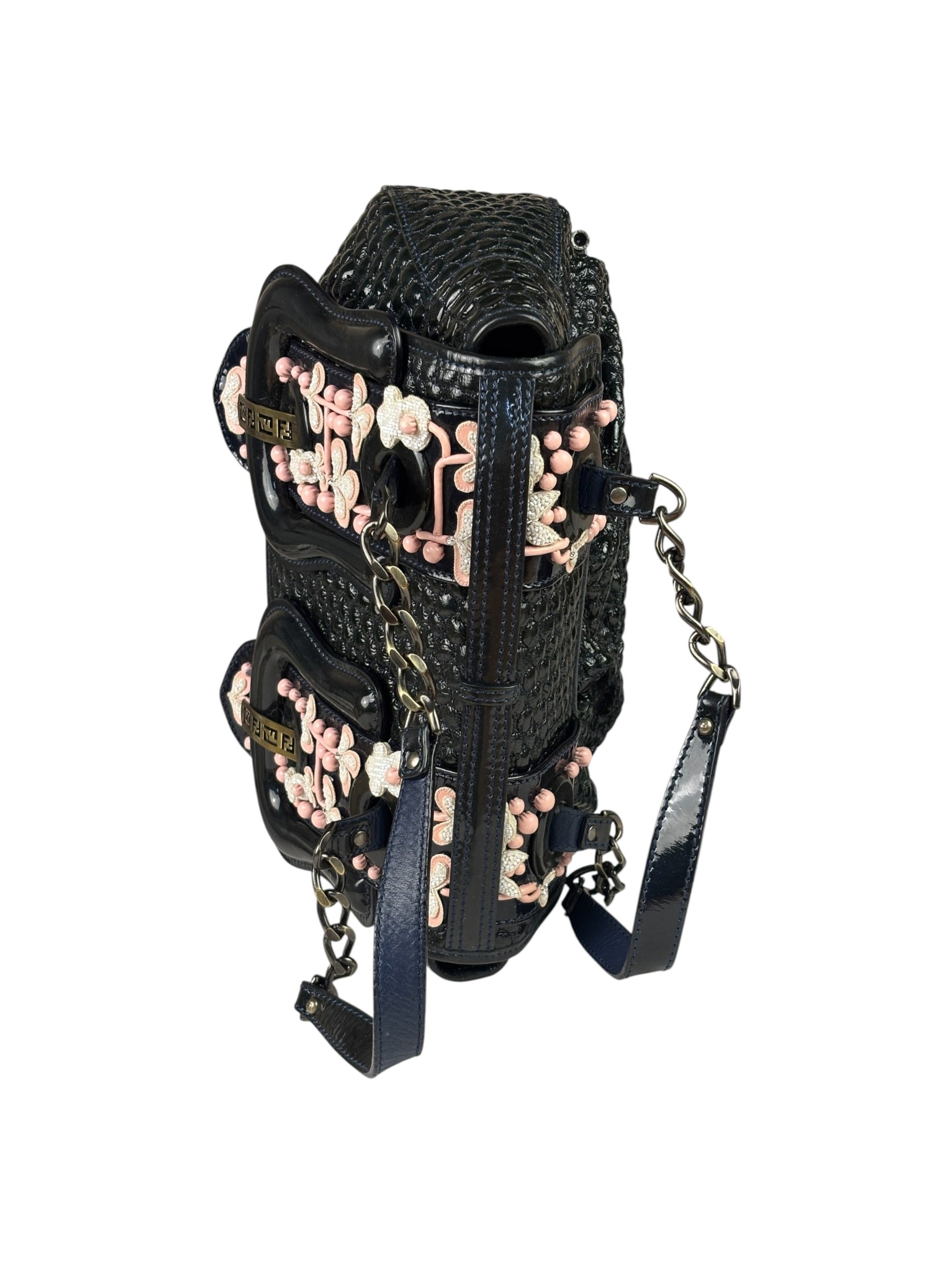 Fendi Patent Leather Romanesque B Buckle Bag