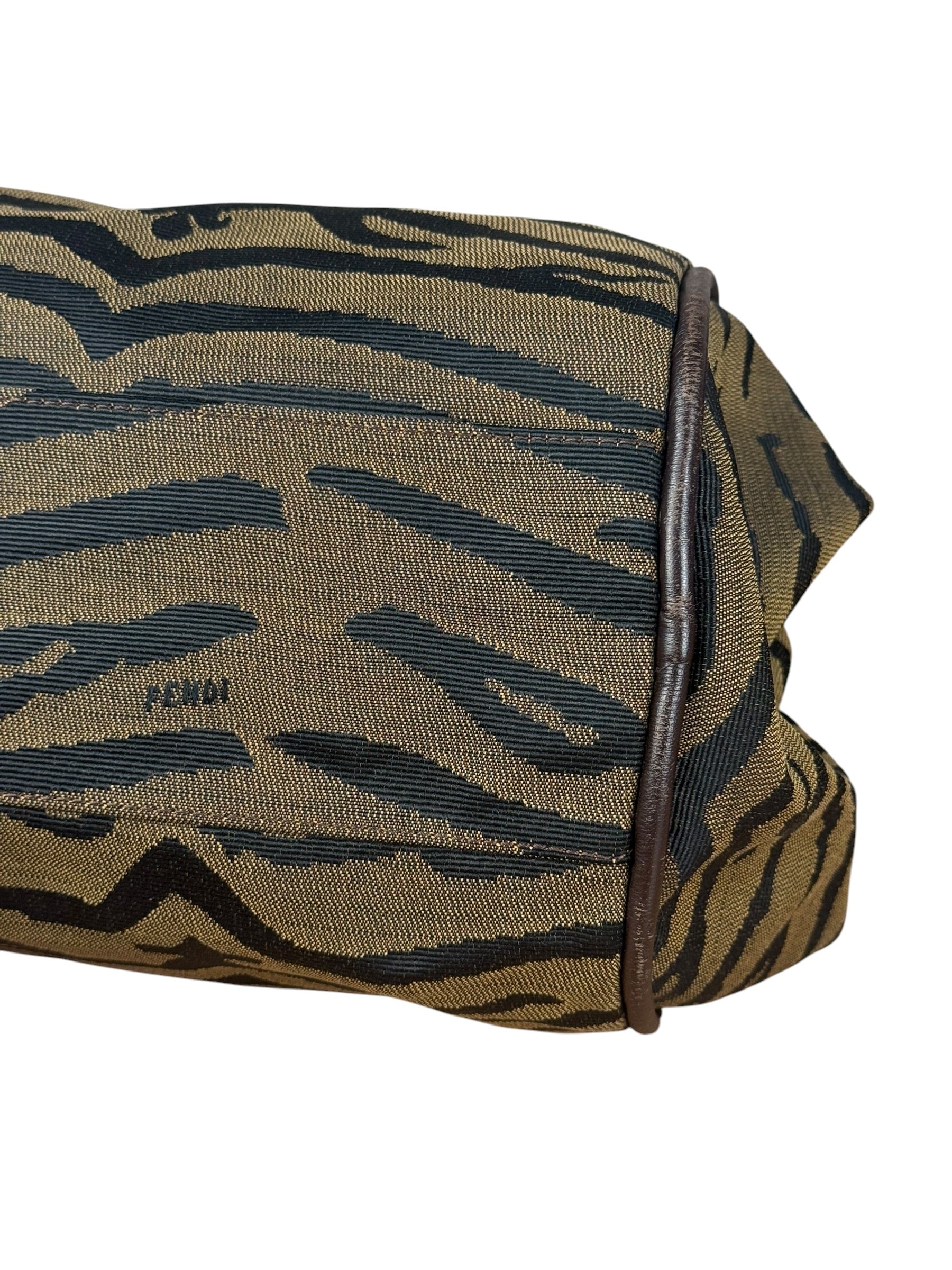 Fendi Vintage Tiger Print Canvas Bowler Bag