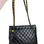 Chanel Black Lambskin Shopper Tote 90s