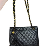 Chanel Black Lambskin Shopper Tote 90s