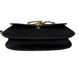 Chanel Vintage CC Black Satin Half-Moon Flap Bag 1991