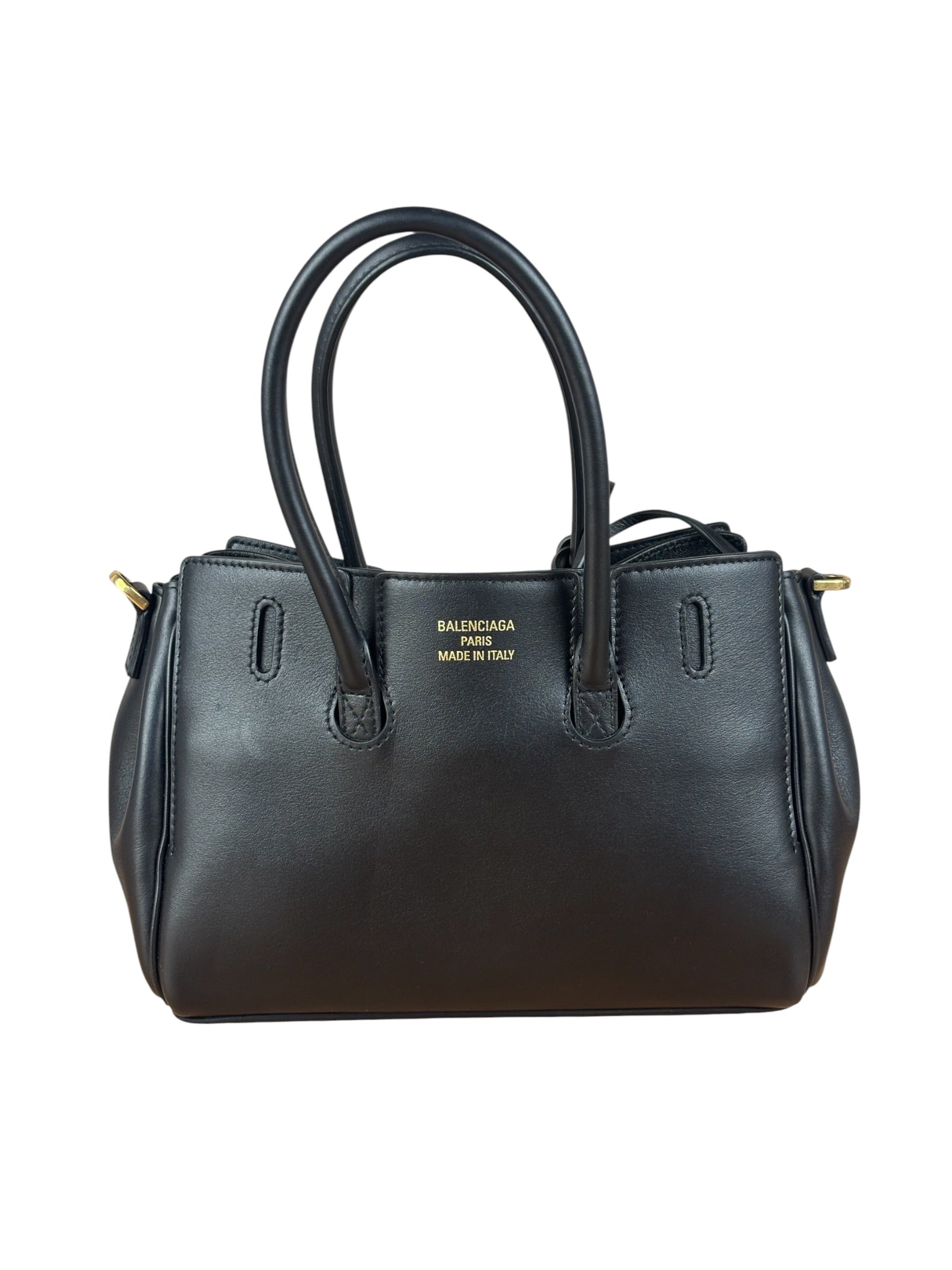 Balenciaga Black Leather Mini Bel Air Carry All Two-Way Bag