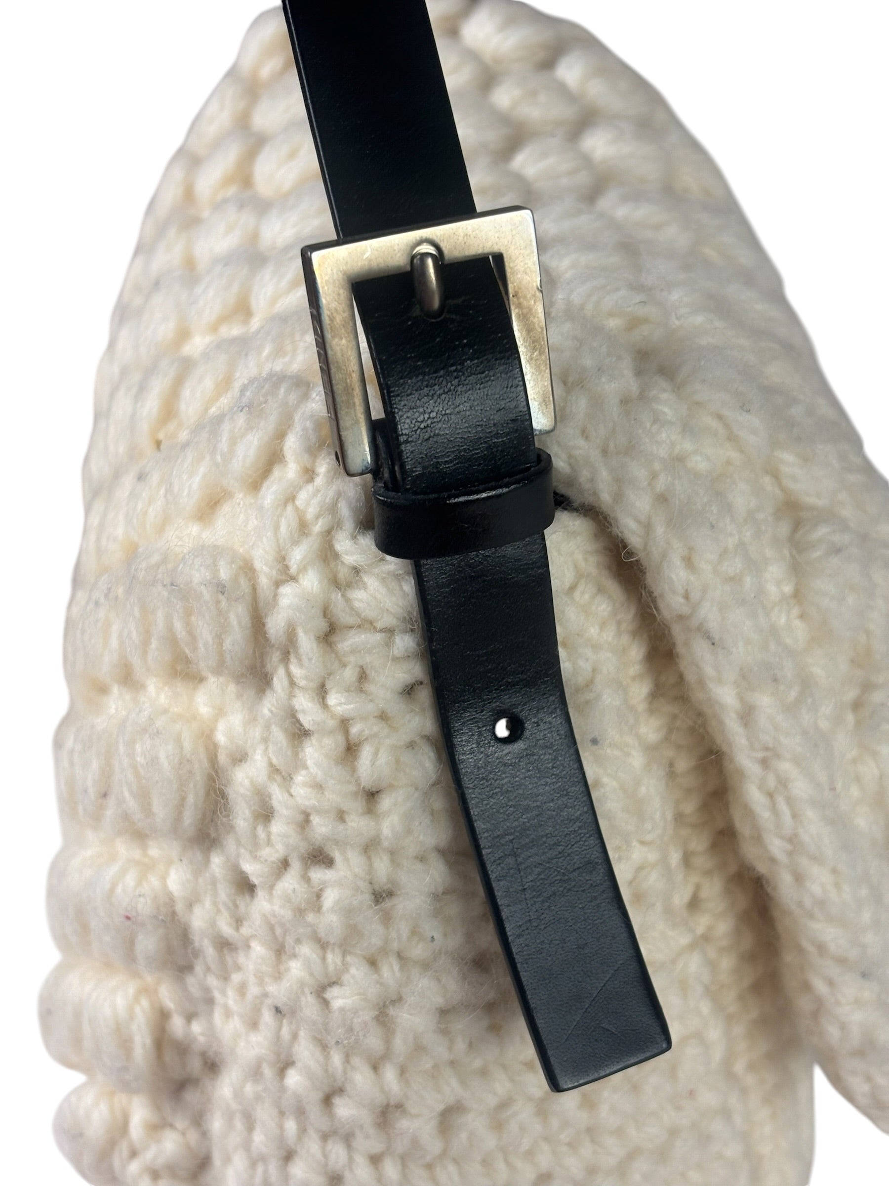 Fendi Vintage Leather Trim Knitted Wool Mamma Baguette