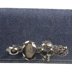 Alexander McQueen Denim Jeweled Knuckle Shoulder Bag