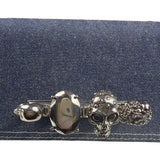 Alexander McQueen Denim Jeweled Knuckle Shoulder Bag