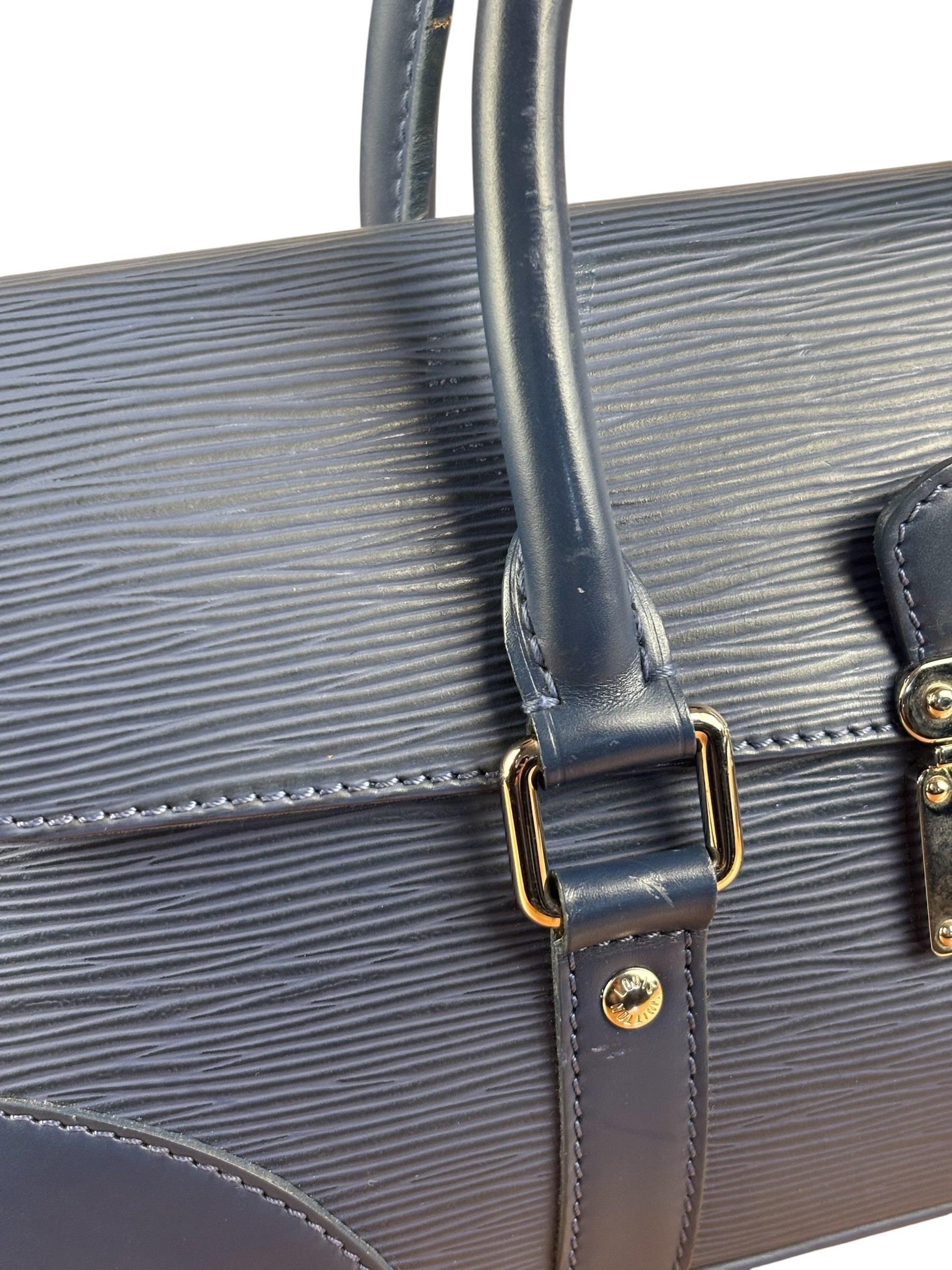 Louis Vuitton Navy Blue Leather Epi Segur Handbag PM
