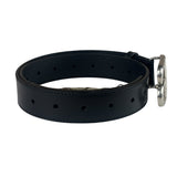Balenciaga Black Leather BB Buckle Belt