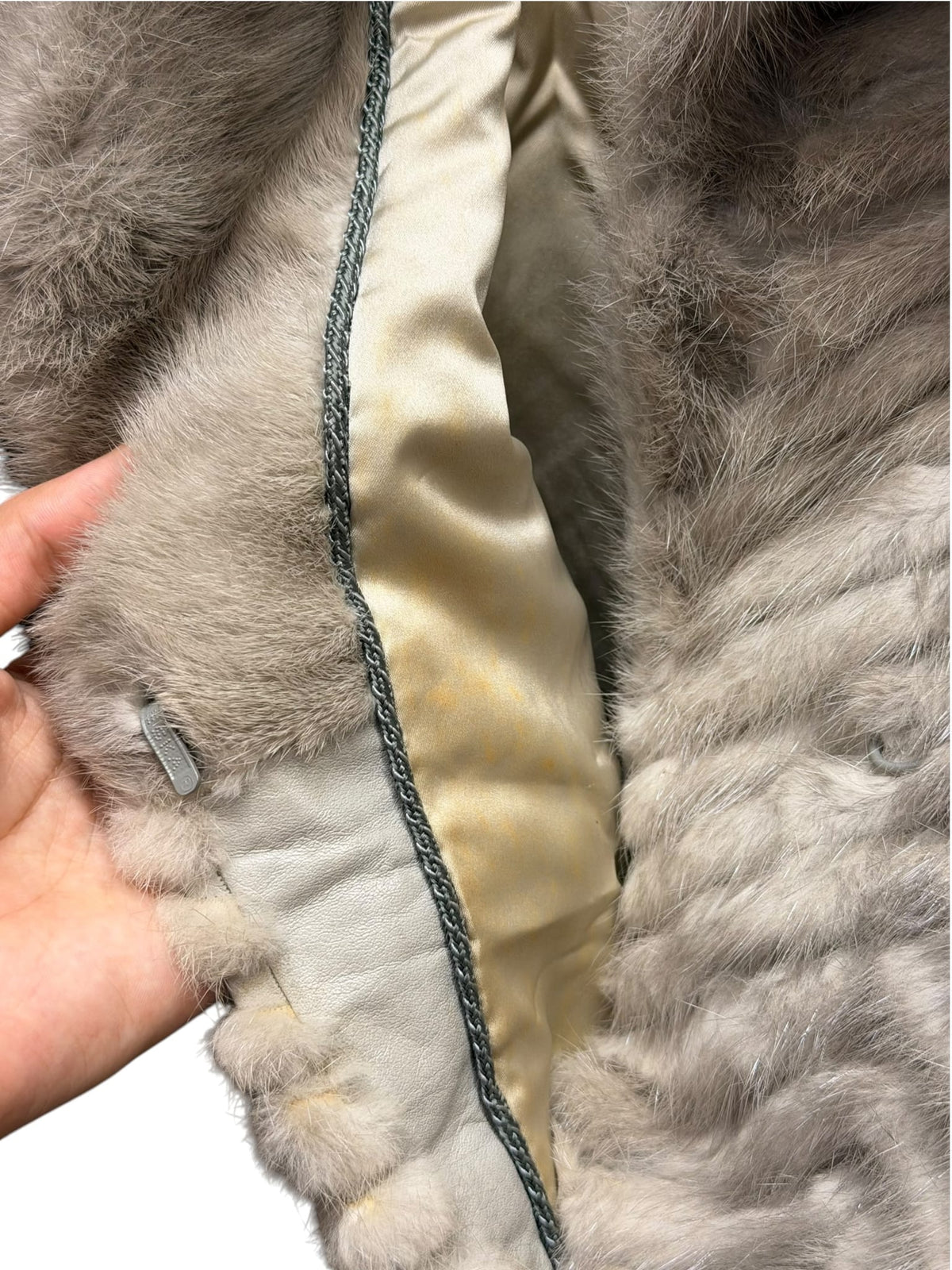 Vintage Moonbat Light Grey Chevron Fur Mink Coat