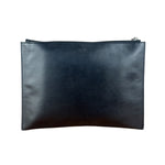 Yves Saint Laurent Black Leather Logo Zipped Tablet Pouch Clutch